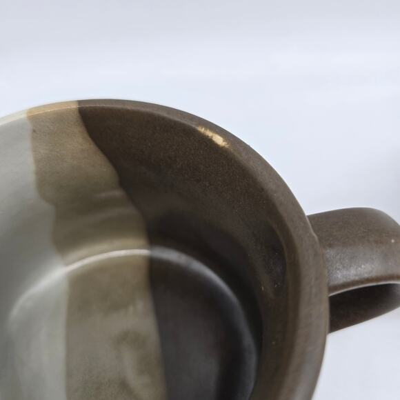 Vintage McCoy Striped Sandstone Double Handled Soup Mugs Set of 2 Multicolor USA - Picture 4 of 9